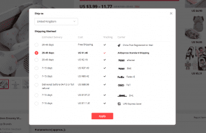 Aliexpress best shipping option to australia